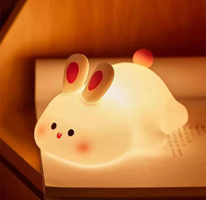 Silicone Rechargeable Bunny Lamp for Kids – Touch Sensor LED Bedside Night Light🐰✨