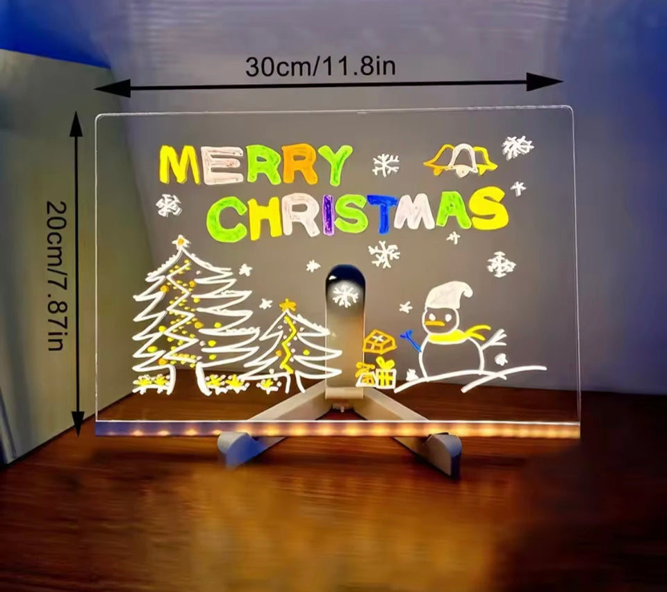 LED Note Board With Night Light, Acrylic Note Board Lamp, LED Eraseable Drawing Board