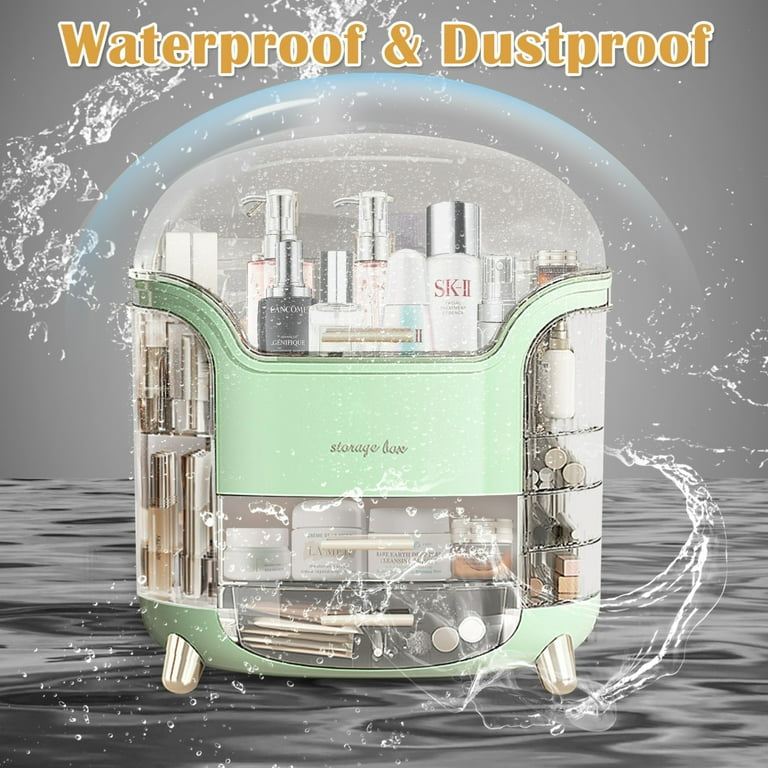 Luxury Rotating Vanity Organizer, Makeup Organizer Storage Box With Drawers, Large Capacity Cosmetic Organizer