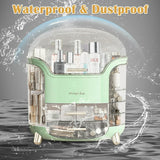 Luxury Rotating Vanity Organizer, Makeup Organizer Storage Box With Drawers, Large Capacity Cosmetic Organizer