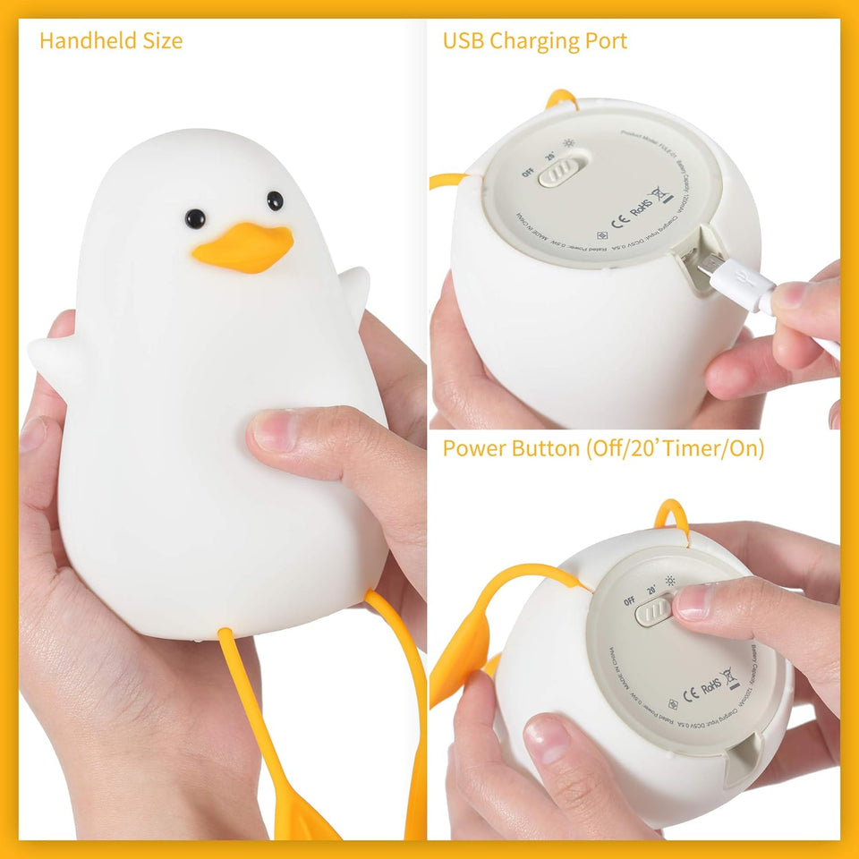 Cute Duck Glow Night Lamp – Cute LED Bedside Light with Flexible Feet