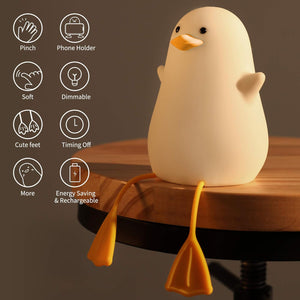 Cute Duck Glow Night Lamp – Cute LED Bedside Light with Flexible Feet