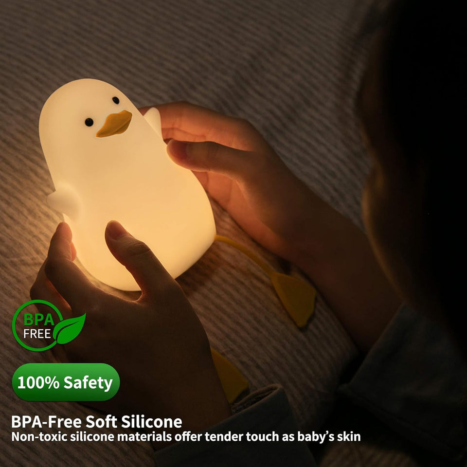 Cute Duck Glow Night Lamp – Cute LED Bedside Light with Flexible Feet